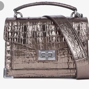 NWT The Kooples Metallic Croc-Embossed Satchel